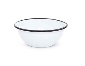 Cereal or Salad Bowl, Vintage Style Enamelware, Black Rim